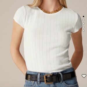 J. Crew White Short-Sleeve Ribbed Knit Tee M New with tags